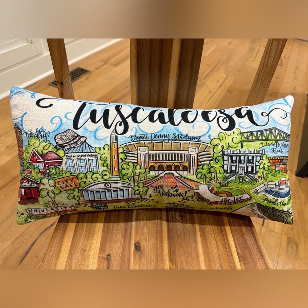 Adorable Tuscaloosa, Alabama Decorative Pillow. 23x10 inches.